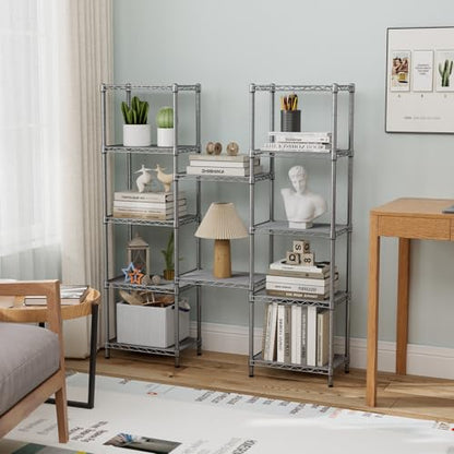 Golpart 6Tier Adjustable Storage Shelves Metal Wire Shelving Standing Shelf - color: Grey, size: 6-tier-10"Dx16"Wx63"H