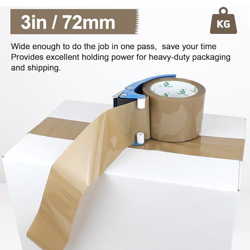 BOMEI PACK 3 inch Brown Packing Tape, 6 Refills Rolls Wide Packaging Tape for Moving, Shipping and Storage, 2.4 Mil x 60 Yards - size: 2.4mil x 60yds