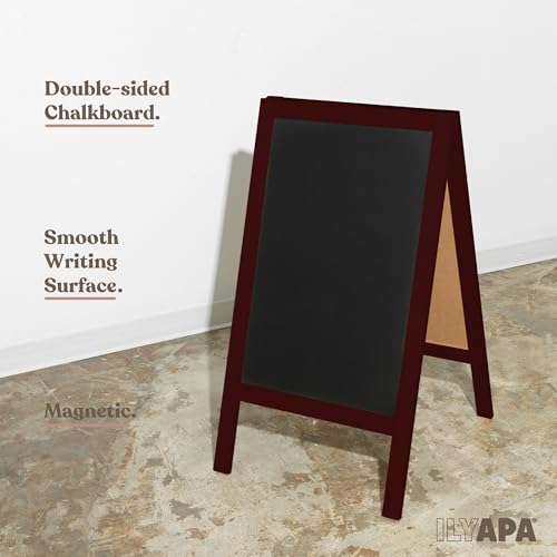 Ilyapa A-Frame Chalkboard Sidewalk Sign, 40x20 Inch - Mahogany, Sturdy - color: Classic Stained Wood