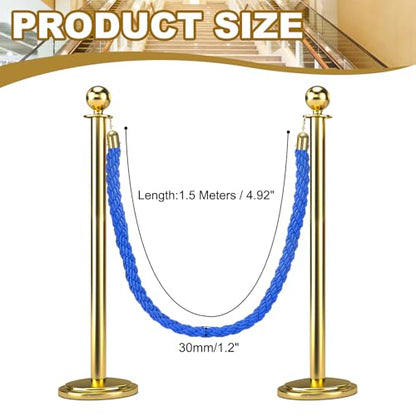 MECCANIXITY Twisted Stanchion Rope 5Ft/1.5M Barrier Rope w Hooks - color: Blue Golden, size: 5 Ft