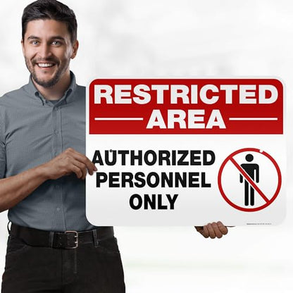 Restricted Area Authorized Personnel Only Sign, 18x24 Inches, 3M EGP - size: 18x24 Reflective Aluminum