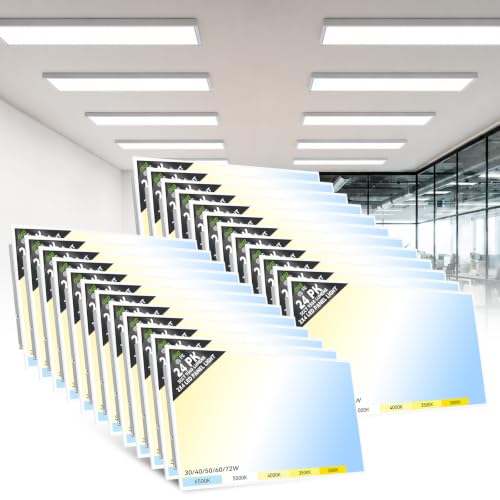 OKQ 2x4 LED Flat Panel Light Surface Mount Office Fixture, 5 CCT 3000K-6500K Adjustable & 5 Wattage Selectable,0-10V Dimmable, ETL Listed 24Pack - size: 2x4FT-Surface Mount-24Pack