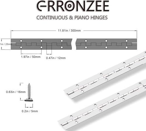 2PCS Piano Hinge 12" x 1", Screw Included - size: 12 Inch