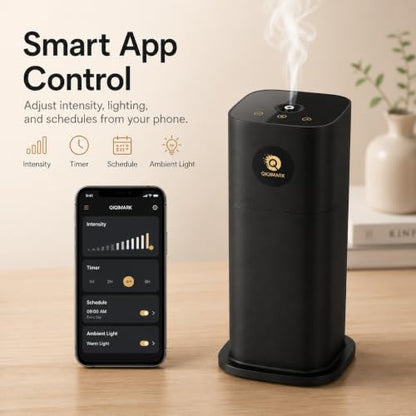 700ml Waterless Diffuser with App Control, 1500 Sq Ft, 4 Oils, Black - color: Black