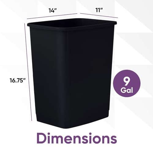 Superio Kitchen Trash Can 9 Gallon Slim Waste Bin 37 Qt Durable Plastic, Fit Small Spaces, Office, Bathroom, Under Counter (6, Black) - color: 6, Black, size: 9 Gallon