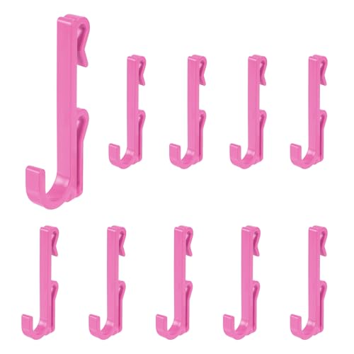 uxcell 10 Grid Wall Hooks, 2.8 Inch Grid Wall Panel Plastic Utility Hook, Shelf Hooks for Garage Store Warehouse Shop Home Hanging, Rose Red - color: Roes Red