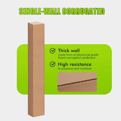 6x6x48 Inch Tall Corrugated Cardboard Boxes 5 Pack, 6"L x 6"W x 48"H Golf Club Shipping Boxes - Shipping, Moving, Packaging, Mailing, Storage Box for Home or Business - size: 6x6x48'' Pack of 5