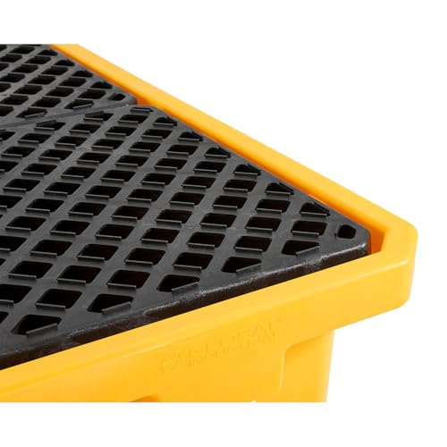 Global Industrial IBC Spill Containment Pallet with Drain, 4-Way Forklift Pockets, 365 Gallon Capacity, 8000 Lbs Capacity, 66"W x 66"D x 30"H, Bright Yellow