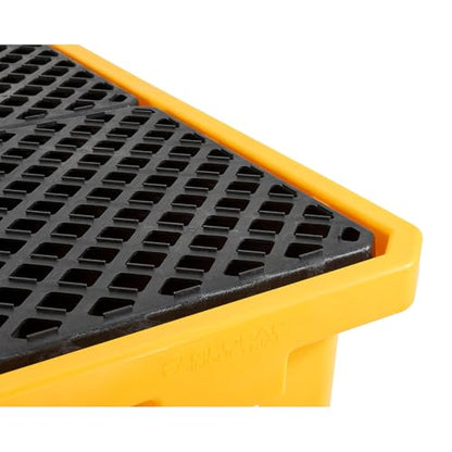 Global Industrial IBC Spill Containment Pallet with Drain, 4-Way Forklift Pockets, 365 Gallon Capacity, 8000 Lbs Capacity, 66"W x 66"D x 30"H, Bright Yellow