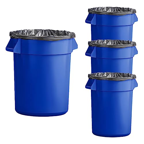 Set of 4 Round Commercial Trash Can 44 Gallon, Industrial Recycling Bin, Durable Garbage Can, Safe Food Container, Ingredient Bin (Blue) - color: Blue