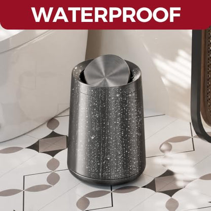 10L/2.6Gal Brushed Bathroom Garbage Can with Flip Lid - color: black gold