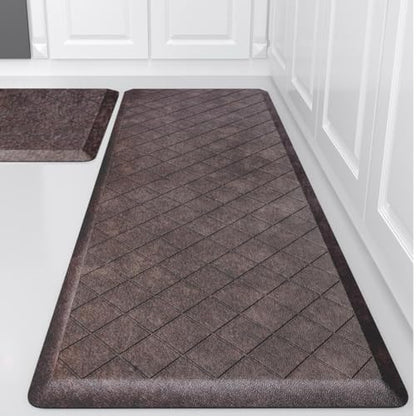 Cushioned Anti Fatigue Mats, Heavy Duty Non-Skid Floor Mats - 1/2 Inch Thick Ergonomic Comfort Foam, Brown - color: Stylish Brown