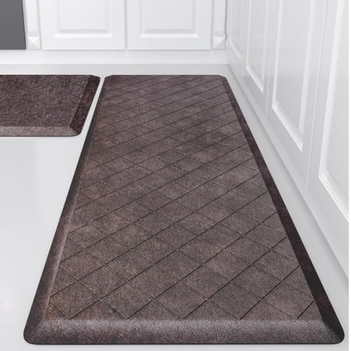 Cushioned Anti Fatigue Mats, Heavy Duty Non-Skid Floor Mats - 1/2 Inch Thick Ergonomic Comfort Foam, Brown - color: Stylish Brown