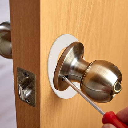 PATIKIL Door Knob Plates, 2 Pcs Round Plate Cover for Door Deadbolt Double Side Knob Handle Repair Kit Cover Filler Fixing Repair Backplate, White - color: White