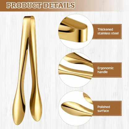 2 Pack Gold Polished Serving Tongs 12 Inch - color: Gold, size: 12 Inch