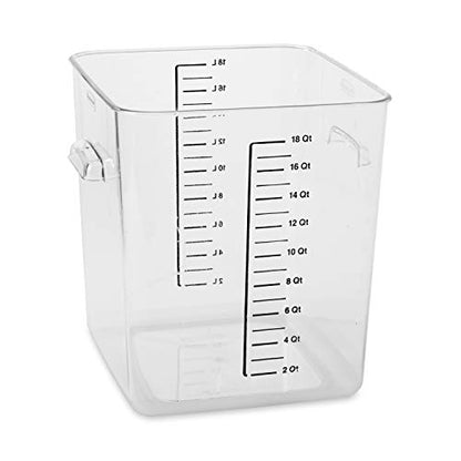 Rubbermaid Commercial Products Plastic Space Saving Square Food Storage Container, 18 Quart, Clear, for Kitchen/Sous Vide/Food Prep - size: 18 Qt., style: Container