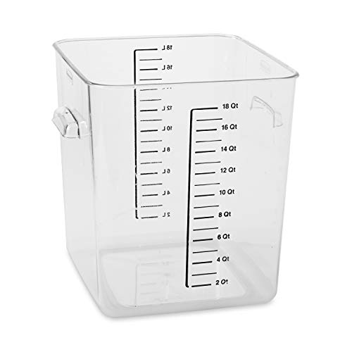 Rubbermaid Commercial Products Plastic Space Saving Square Food Storage Container, 18 Quart, Clear, for Kitchen/Sous Vide/Food Prep - size: 18 Qt., style: Container