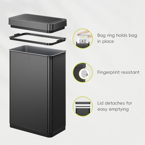 EKO Mirage X 80 Liter / 21.1 Gallons Motion Sensor Trash Can or Recycling Bin, Automatic Large Kitchen Trash Can Touchless, Stainless Steel, Matte Black - size: Mirage X 80 liter - Matte Black