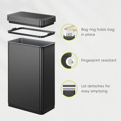 EKO Mirage X 80 Liter / 21.1 Gallons Motion Sensor Trash Can or Recycling Bin, Automatic Large Kitchen Trash Can Touchless, Stainless Steel, Matte Black - size: Mirage X 80 liter - Matte Black