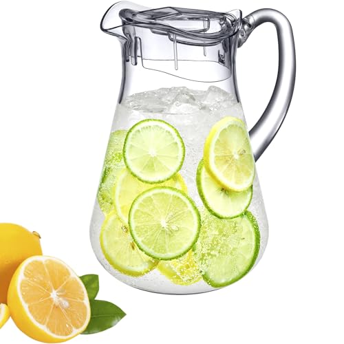 Amazing Abby - Droply - Plastic Pitcher (64 oz, 2 Quart), Clear Water Pitcher with Lid, Fridge Jug, BPA-Free, Shatter-Proof, Great for Iced Tea, Sangria, Lemonade, Juice, Milk, and More - style: Droply (64 oz)