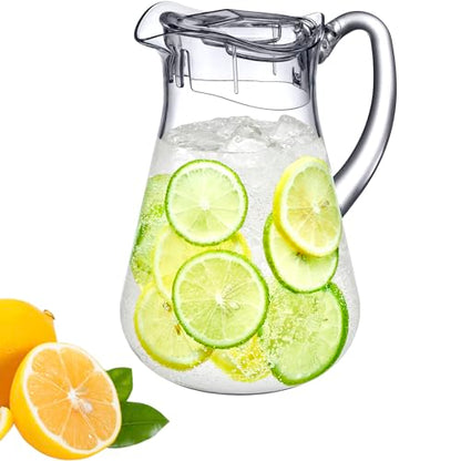 Amazing Abby - Droply - Plastic Pitcher (64 oz, 2 Quart), Clear Water Pitcher with Lid, Fridge Jug, BPA-Free, Shatter-Proof, Great for Iced Tea, Sangria, Lemonade, Juice, Milk, and More - style: Droply (64 oz)