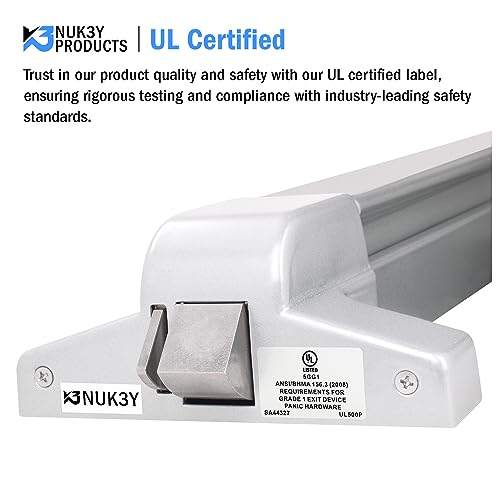 Nuk3y ED-5000 Series Panic Bar Exit Device Grade 1 ADA Certifed, Fit Door Width 30"-36" (Aluminum, Exit Device w/Storeroom Lever) - size: Standard Exit Device w/Storeroom Lever
