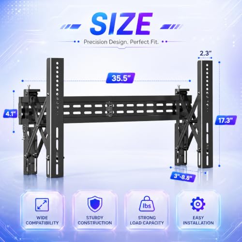 J-Tech Digital TV Video Wall Mount Kit, Fits 1 Screen 37” – 65” with Adjustable Tilt Leveling Pop Out Arms, Wide VESA Range, Holds up to 154lbs [JTECH-TVM-KIT] - size: 1x1 video wall mount kit