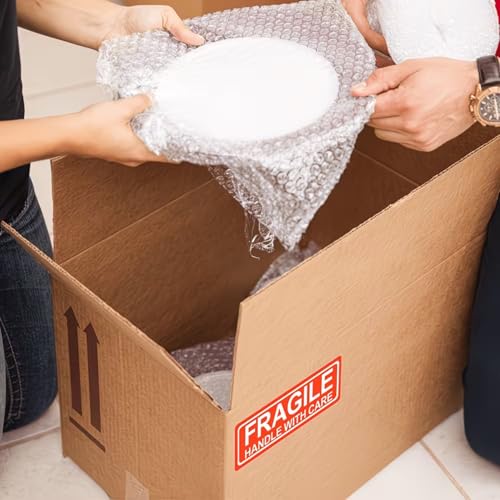 Fragile Stickers (500 Labels/Roll) — Fragile: Handle with Care Warning Labels, Suitable for Shipping, Mailing, Moving, and Various Packaging Boxes