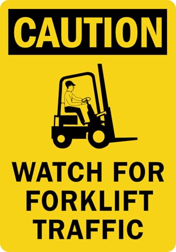 StickerJet OSHA Caution Sign Watch For Forklift Traffic Stickers (with Graphic) – Self Adhesive Vinyl 5-Pack, Sign for Warehouse and Industrial Waterproof & UV Resistant (3.5" x 5") - color: Caution: Watch For Forklift Traffic, size: 3.5" x 5"