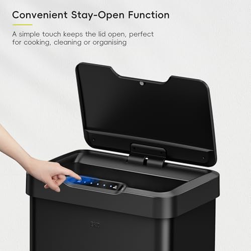 EKO Mirage-T 50 Liter / 13.2 Gallon Touchless Rectangular Motion Sensor Trash Can or Recycling Bin, Brushed Stainless Steel Finish (Matte Black) - size: Mirage-T 50 liter - Matte Black