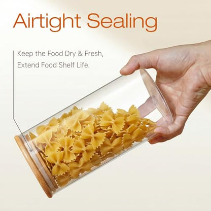 132oz Large Glass Storage Containers with Bamboo Lids for Flour & Sugar -2P - color: 132oz 2 Pack