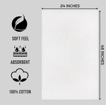 ZUPERIA White Bath Towels Bulk 60 Pack (24 x 48 Inches) - 100% Cotton Economy Light Weight Towels for Commercial Use - Quick Dry, Ultra-Soft, and Absorbent Bulk Towels - size: 24"x48" - Pack of 60