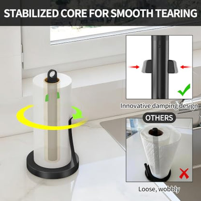 Jesginboo Countertop Paper Towel Holder with Tension Arm, Black - color: Black