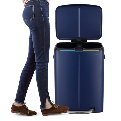 happimess Marco 10.6 Gal Double Bucket Step Trash Can, Denim Blue - color: Denim Blue