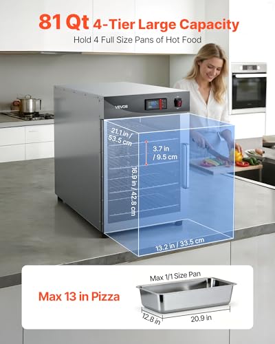VEVOR Commercial Electric Food Warmer 4 Tier Stainless Steel Single-Door - size: 4 Tier