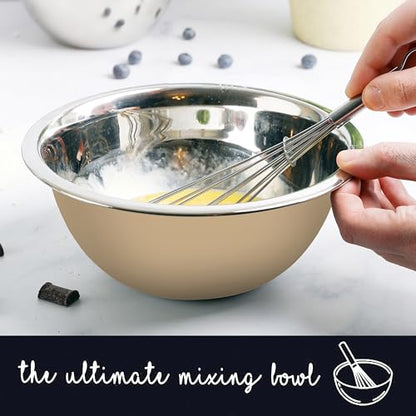 WHYSKO Stainless Steel Mixing Bowls Set, 5-Piece Meal Prep & Food Storage - color: Khaki