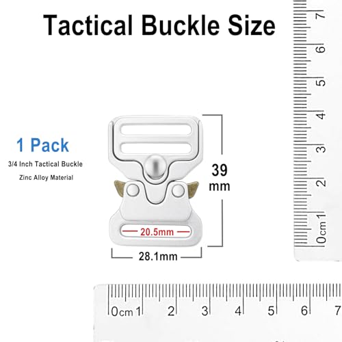 3/4 Inch Tactical Buckle for Paracord Bracelets, Metal Tactical Paracord Buckle Hardware for Tactical Vest, Dog Collar, Backpack Strap Clip Replacement Accessories - color: 01(3/4" Silver Metal Buckle 1pcs)