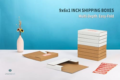 9x6x1 Inch Shipping Boxes for DVDs, CDs, Books Mailing, 50 Pack - color: White