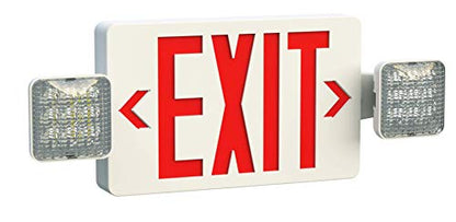 LED Red Emergency Light Combo Exit Sign with Battery Backup, Two LED Adjustable Lamp, AC/DC Input, 120V/277V Dual Optional Voltage, Fire Resistant, UL Certified GC4 for Home Hotels Offices