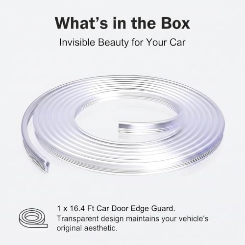 Car Door Scratch Protection Strip, 16.4 Ft U-shaped Flexible Entry Guard, Scratch-resistant Cushioning Trim with Non-slip Inner, DIY Cuttable Accessory for Cars Trucks SUVs (Transparent)
