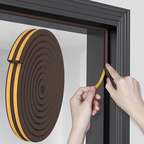 CHENYA Weather Stripping Door Seal Strip,32.8 FT D Shaped Weatherstripping - color: Brown, size: S (3/8"W × 1/4“T)