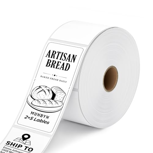 MUNBYN 2x5 Thermal Labels, 500 Sheets/1 Roll, White - color: White, size: 2x5"
