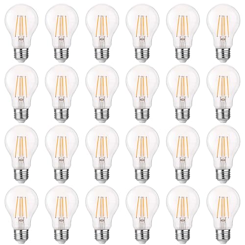 FLSNT A19 LED Light Bulb, 12W Equivalent 100W Dimmable, 1600 Lumens 2700K Soft White, 24 Pack, Clear Glass, E26 Base, CRI82 - color: 100w 2700k Soft White, size: 24 Count (Pack of 1)