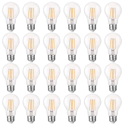 FLSNT A19 LED Light Bulb, 12W Equivalent 100W Dimmable, 1600 Lumens 2700K Soft White, 24 Pack, Clear Glass, E26 Base, CRI82 - color: 100w 2700k Soft White, size: 24 Count (Pack of 1)