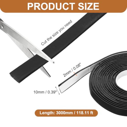 Smoke Fire Seal Strip 9.8Ft 10mm/0.39" Wx 2mm/0.08" T Black - color: Black, size: 9.8FT x 10mm / 0.39" W x 2mm / 0.08" T