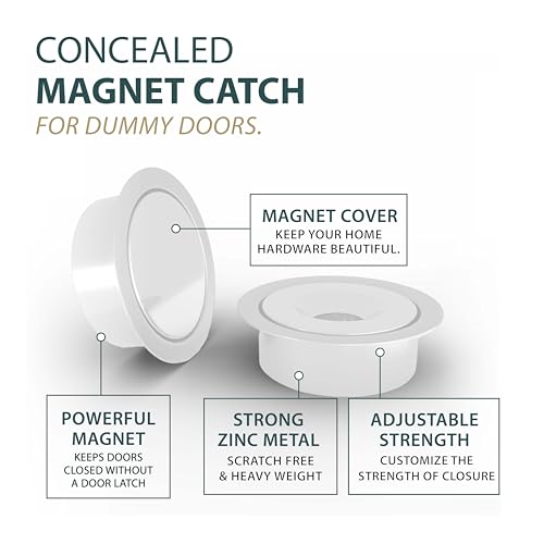 Mega Handles Concealed Magnetic Door Catch White (1-Pack) - Dummy Doors - color: White, size: 1 Pack