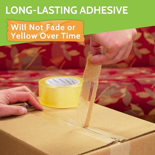 PSBM Clear Packing Tape, 36 Rolls 1.6 Mil 1.88 Inch 110 Yards Per Roll, Heavy Duty Tape for Packaging, Shipping, Moving & Sealing - size: 36 Rolls