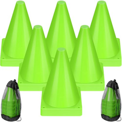 Leelosp 48 Pack Plastic Traffic Cones, Kids Sport - color: green, size: 7 Inch