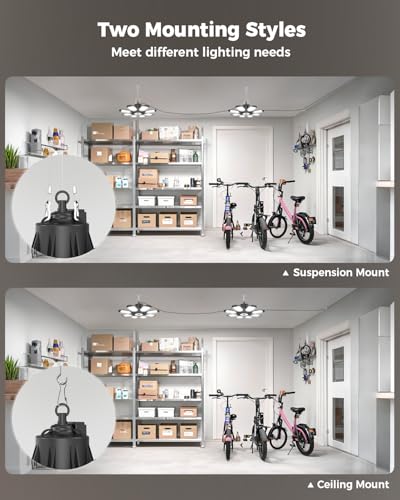 4 Pack Plug in Garage Light, 25000LM LED Shop Light 6500K Bay Lighting