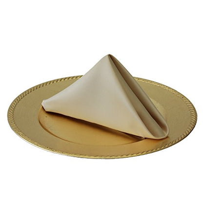 Your Chair Covers - 10 Pack 20 Inch Champagne L'Amour Satin Napkins – Oversized, Double Folded & Hemmed Table Napkins for Restaurants, Weddings & Holidays - color: Champagne